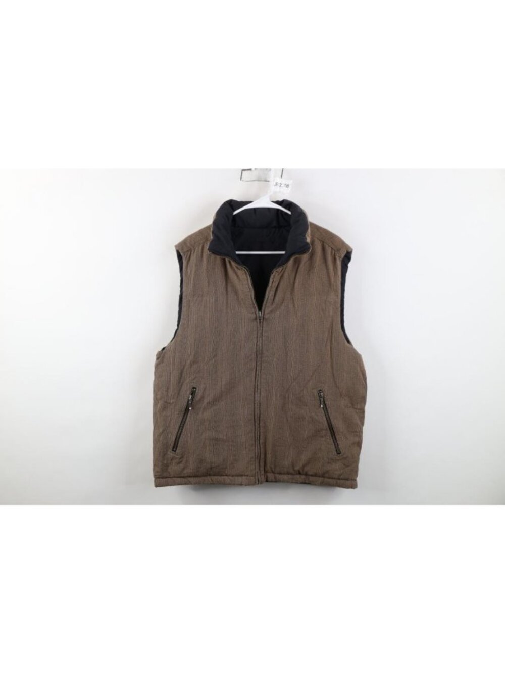 Vtg Eddie Bauer Reversible Duck Down Puffer Vest Jacket Mens Size L Black Brown